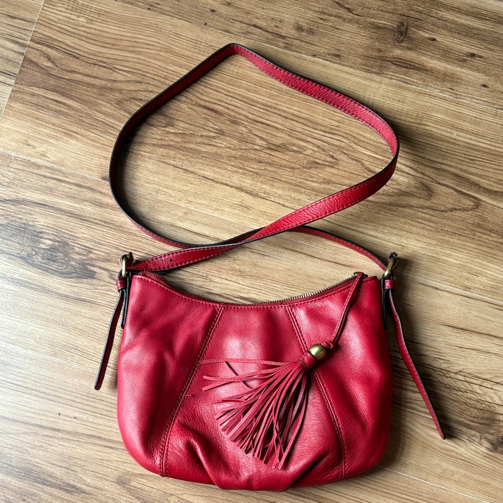 LUCKY BRAND Red Leather Shoulder Bag